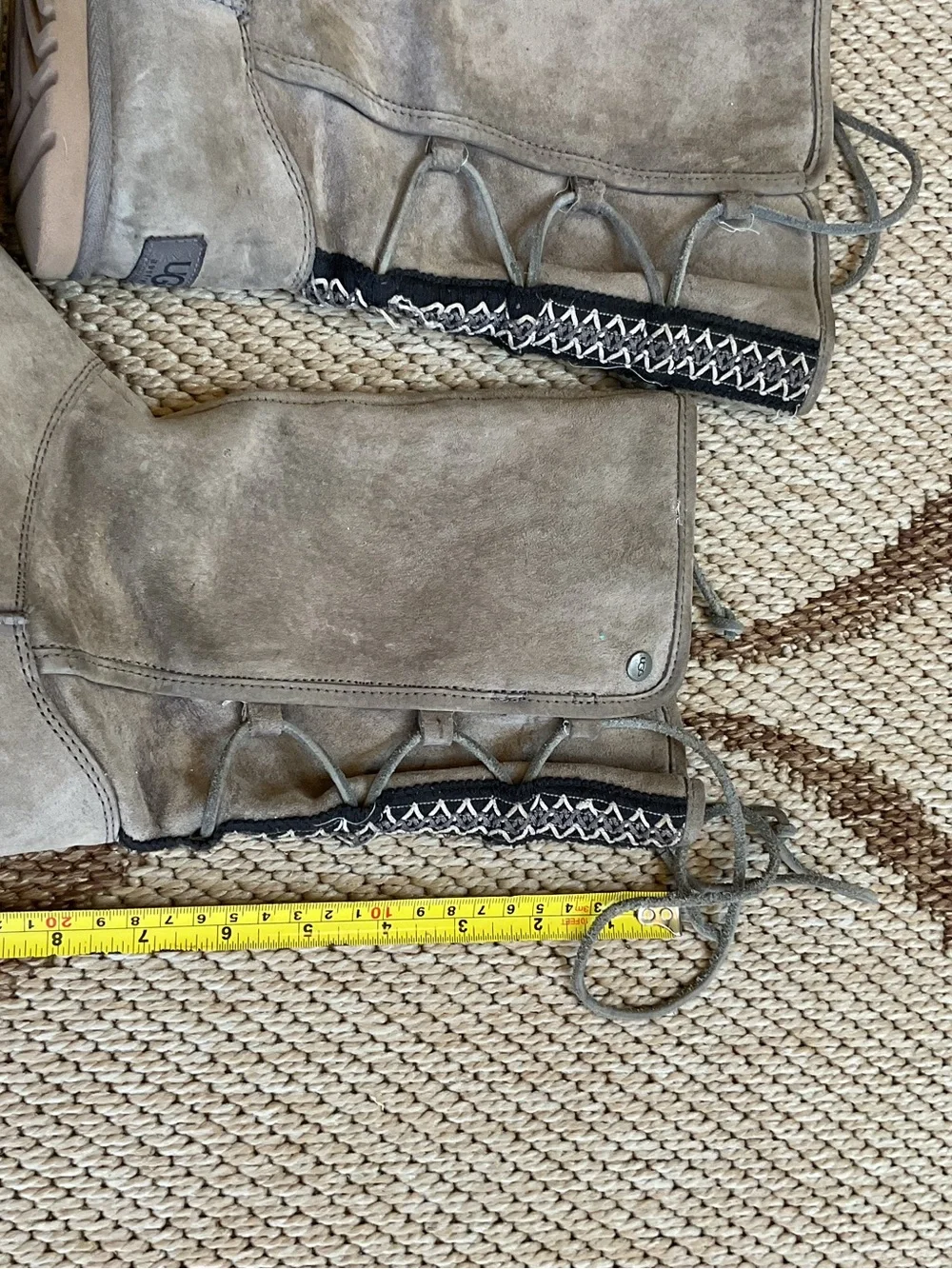 Ugg Women's Mid-Calf Suede Winter Boots in Gray with Lace-Up Detail